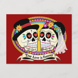 Los Novios Sugar Skull-vykort (engelska) Vykort
