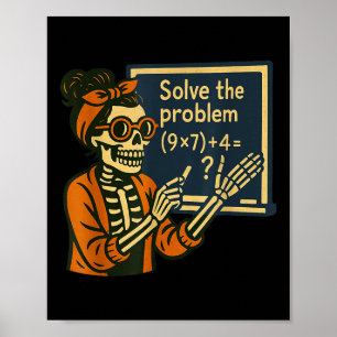 Lös Problemet 9x7+4 67 Meme Sex Sju Skelett Poster