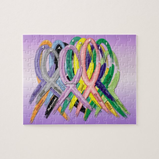 Lös pussel för cancermedvetenhetbandet (Horisontell)