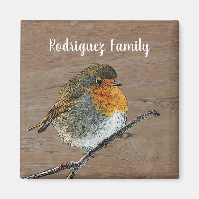 Lös, söt rånfågel på träfamiljen namn magnet (Framsidan)