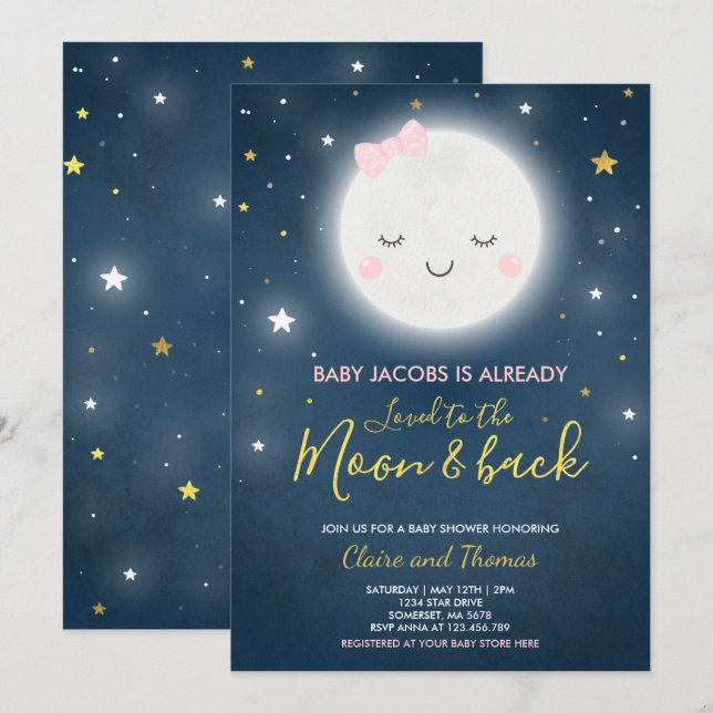 Lös till inbjudan till Måne och barnskor (Fram/baksida)