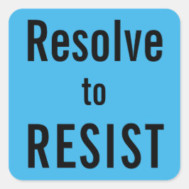 Lös till RESIST, svart brev på ljusblå Fyrkantigt Klistermärke