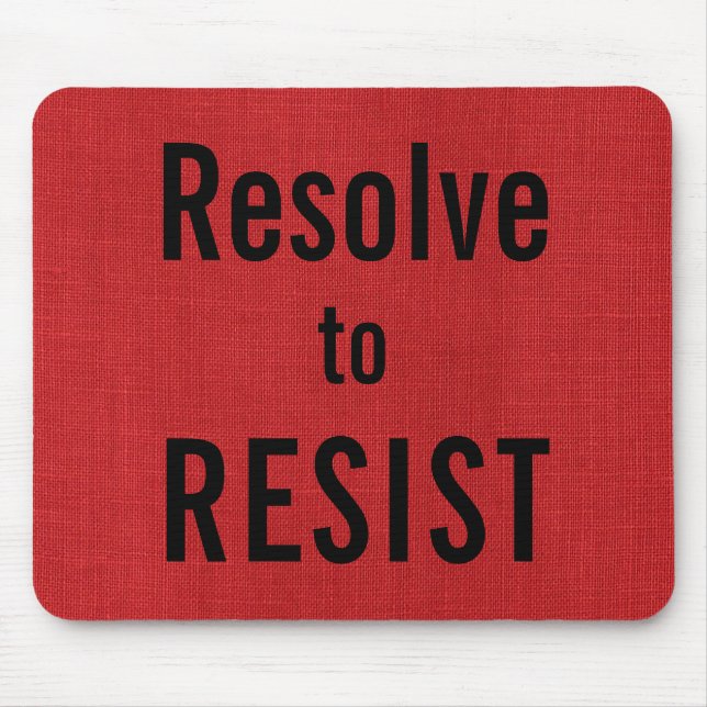 Lös till RESIST, text på Red Linen Struktur Photo Musmatta (Framsidan)