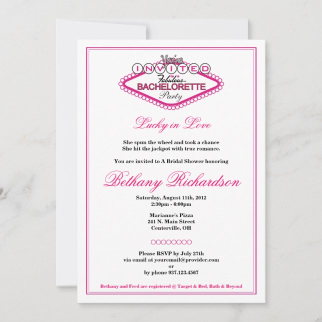Los Vegas Bachelorette Party-inbjudan Inbjudningar (Framsida)