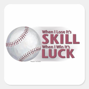 Lose Skill Win Tur Baseball Fyrkantigt Klistermärke