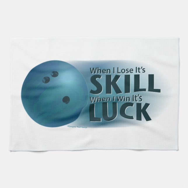 Lose Skill Win Tur Bowling Blue Kökshandduk (Horisontell)