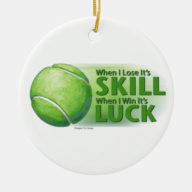 Lose Skill Win Tur Tennis Boll Julgransprydnad Keramik (Framsidan)