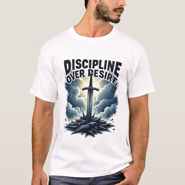 Lösenord och storm Tee - "Discipline over Desire"  (Framsida)