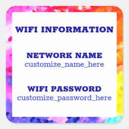 Lösenordsinformation för WIFI-nätverk för hemföret Fyrkantigt Klistermärke
