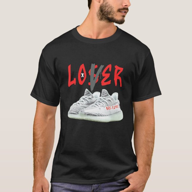 Loser Drip Shoes Sneaker Match 350 V2 Blue Tint T Shirt (Framsida)