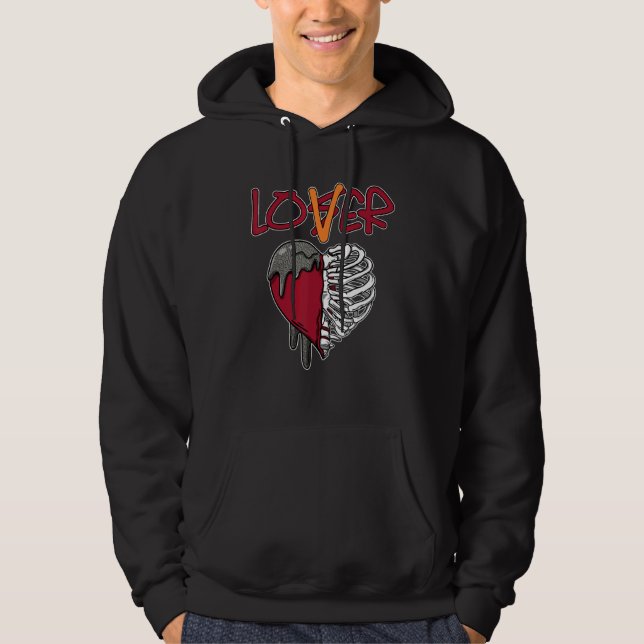 Loser  Dripping Heart Retro Cardinal Red 3s Matchi Hoodie (Framsida)