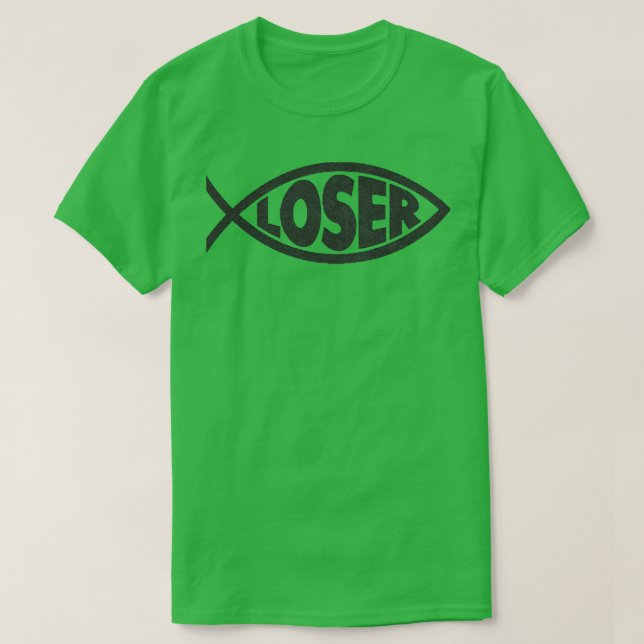 Loser Slacker 90-talet Jesus Black fish T Shirt (Design framsida)