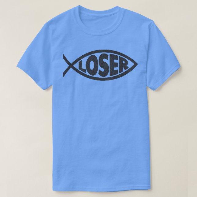 Loser Slacker 90-talet Jesus Black fish T Shirt (Design framsida)