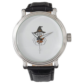 Lösgörande Halloween spökhäxa mössa djur älskare p Armbandsur
