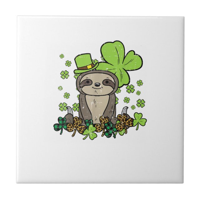 Löshängs Shamrock-rutig Leopard St Patricks Day Mä Kakelplatta (Framsidan)