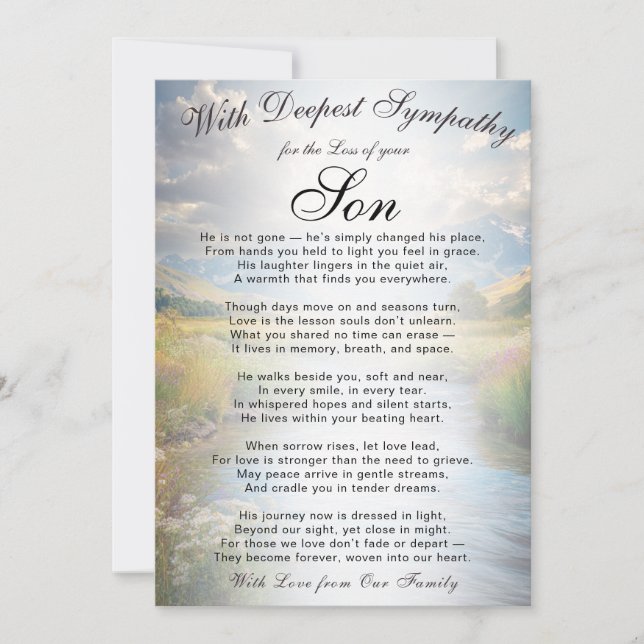 Losing a Son Memorial  Kort (Framsida)