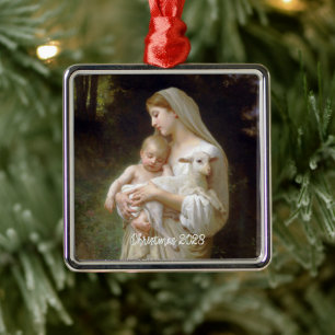 L'oskuld Mor Mary och Jesus Anpassningsbar år Julgransprydnad Metall
