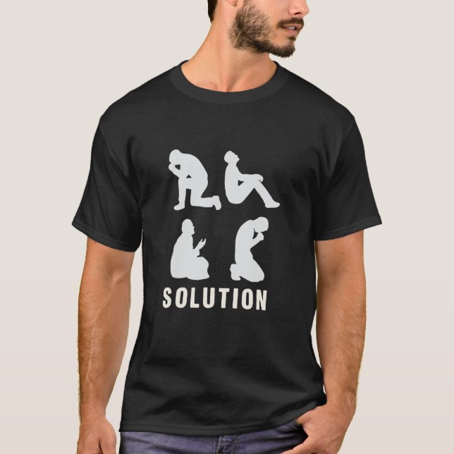 Lösningsproblem Pray Muslim Islam Religion Allah T Shirt (Framsida)