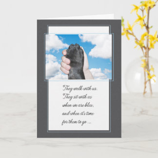 Loss of a Dog Hand Holding a Paw Pet Sympathy Kort