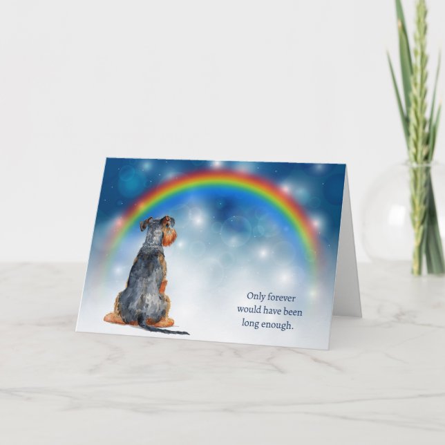 Loss of Airedale Dog Night Lights Rainbow Sympathy Helgkort (Framsida)