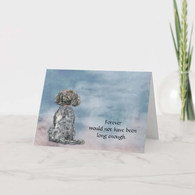 Loss of Gray Black Poodle Condolence Sympathy Card Helgkort (Framsida)