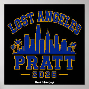 Lost Angeles Pratt 2026 Siluett Varsity Retro Blå Poster