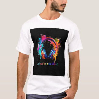 Lost in the Beat – Colorful Headphones Art T Shirt