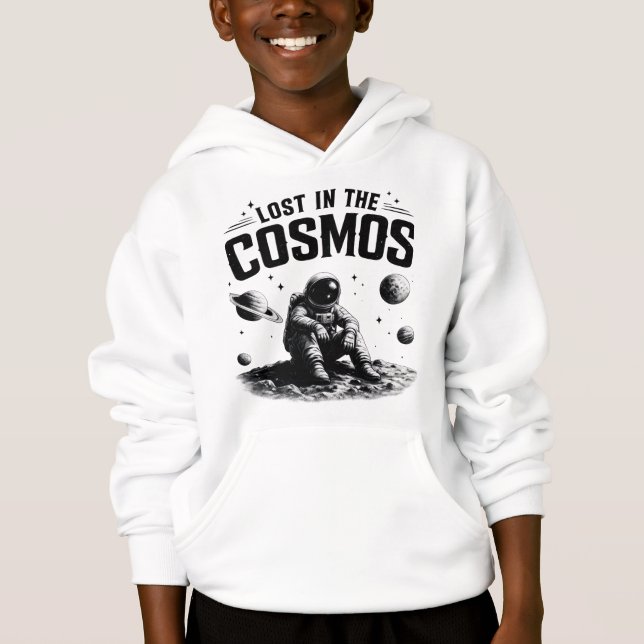 Lost in the Cosmos Astronaut Kids Vit T Shirt (Framsida)