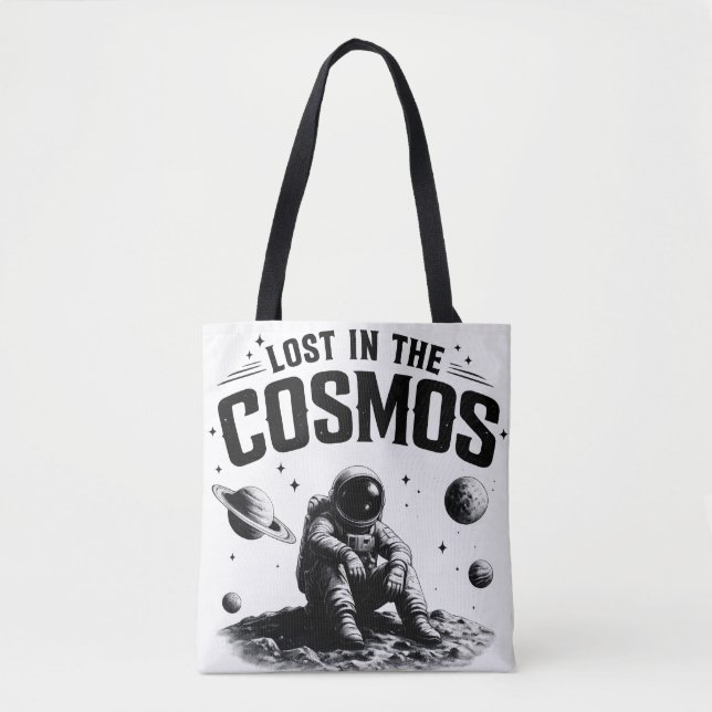 Lost in the Cosmos Astronaut Vit Toteväska Tygkasse (Framsida)