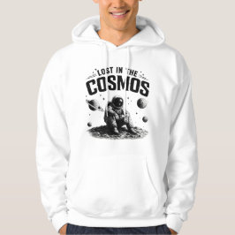 Lost in the Cosmos Astronaut Vit Tröja med Dragked Hoodie