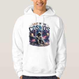 Lost in the Cosmos Astronaut Vit Tröja med Kaptull Hoodie