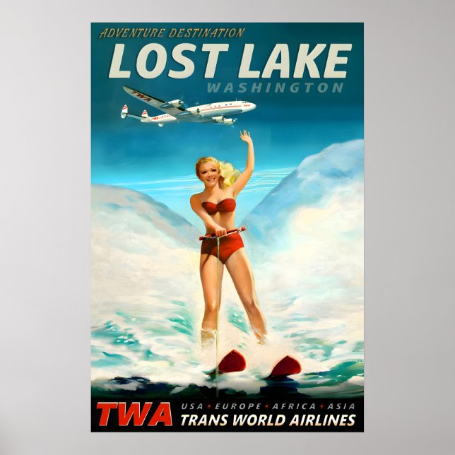 Lost Lake Washington TWA Trans World Airlines Poster (Framsidan)