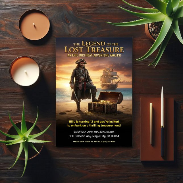Lost  Pirate Treasure Birthday Party Inbjudningar (Skapare uppladdad)