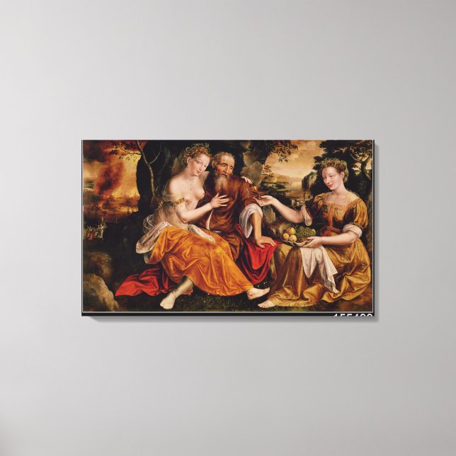 Lot och hans döttrar, 1565 canvastryck (Framsida)