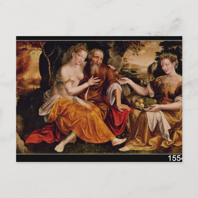 Lot och hans döttrar, 1565 vykort (Framsida)