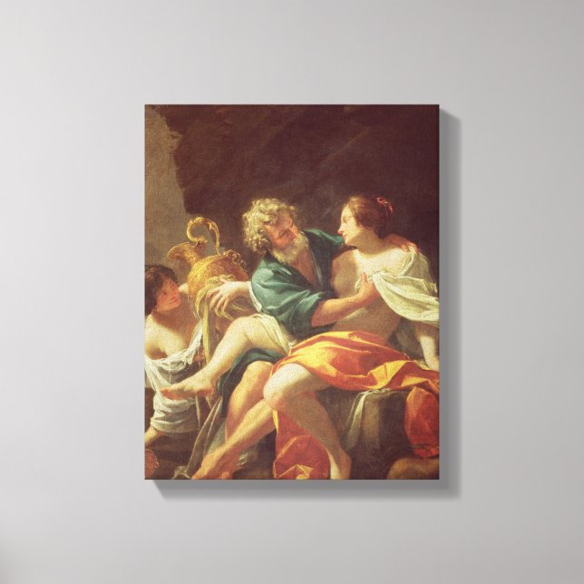 Lot och hans döttrar, c.1630 (olja på arbetsyta) canvastryck (Framsida)