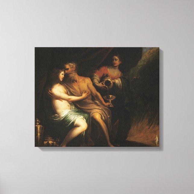 Lot och hans döttrar (olja på canvas) 3 canvastryck (Framsida)