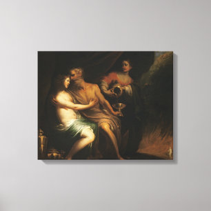 Lot och hans döttrar (olja på canvas) 3 canvastryck