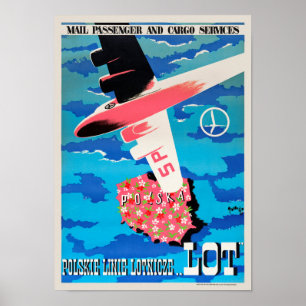 LOT Polen Vintage resor Poster