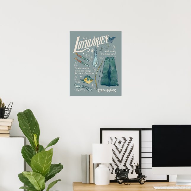 LOTHLORIEN™ Akvarell Collage Grafik Poster (Hemmakontoret)