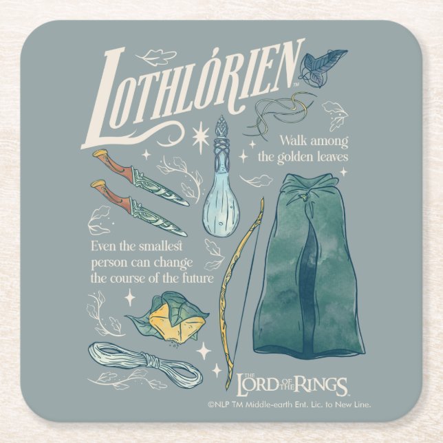 LOTHLORIEN™ Akvarell Collage Grafik Underlägg Papper Kvadrat (Framsidan)