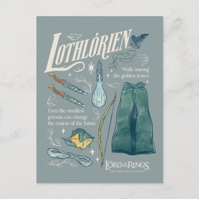 LOTHLORIEN™ Akvarell Collage Grafik Vykort (Framsida)