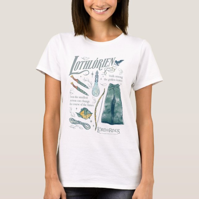 LOTHLORIEN™ Watercolor Collage Graphic T Shirt (Framsida)
