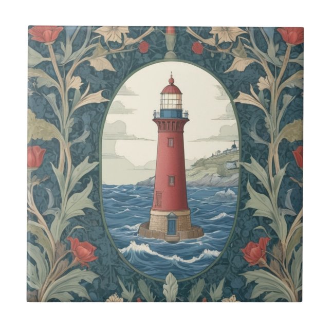 Lothouse William Morris stil Sea nautical Kakelplatta (Framsidan)