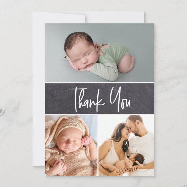 LoticalMultiple Photos Chalkboard Baby Shower Tack Kort (Framsida)
