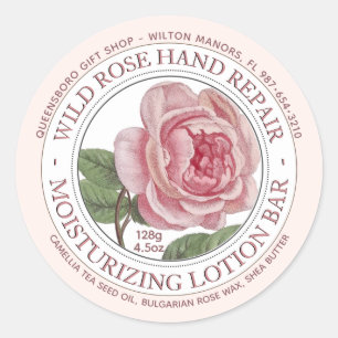 Lotion Pub Soap Label Rosa Vild Ro Flower Runt Klistermärke