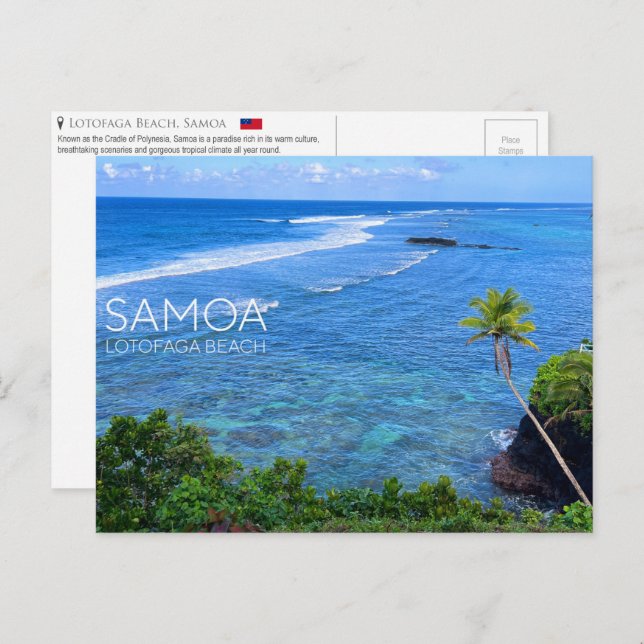 Lotofaga Beach, Samoa Postcard Vykort (Fram/baksida)