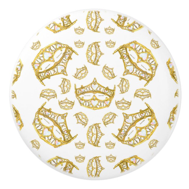 Lots Queen of Hearts guld krona tiara knob Knopp (Framsidan)