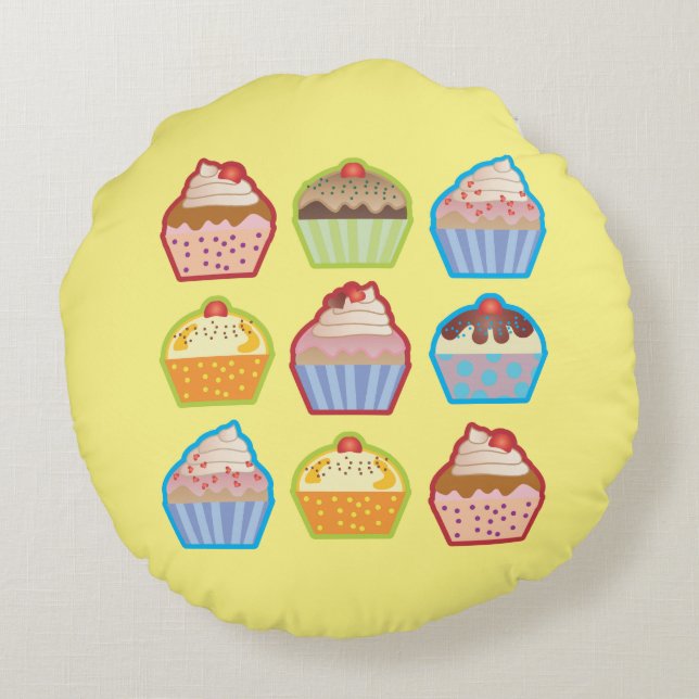 Lotsa Cute Muffinss Children Girly Rund Kudde (Baksidan)