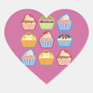 Lotsa Muffinss Rosa Heart Sticker Hjärtformat Klistermärke